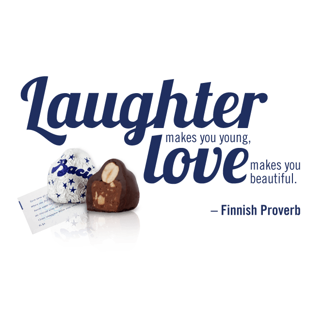 Love note that reads Laughter makes you young, Love makes you beautiful.