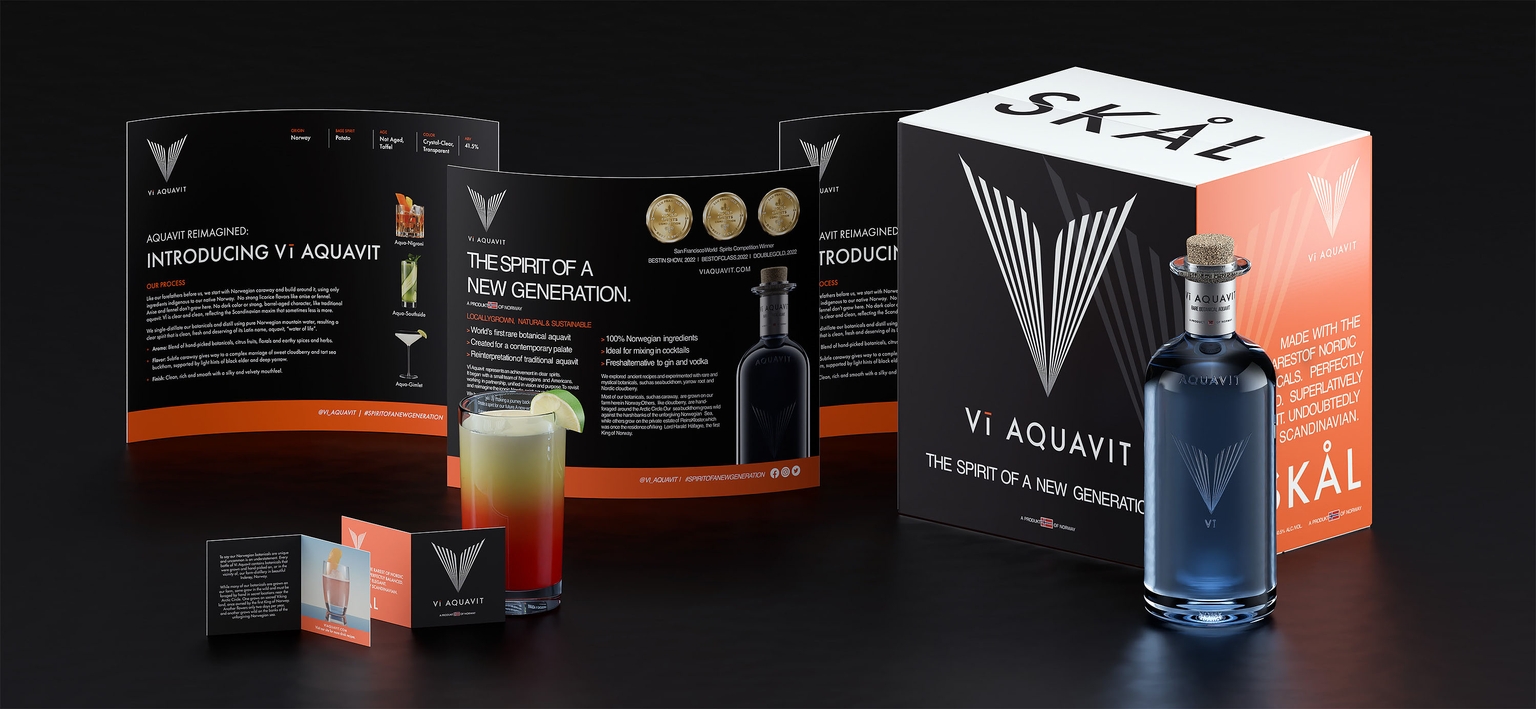 Rendering of Aquavit package and collateral design.