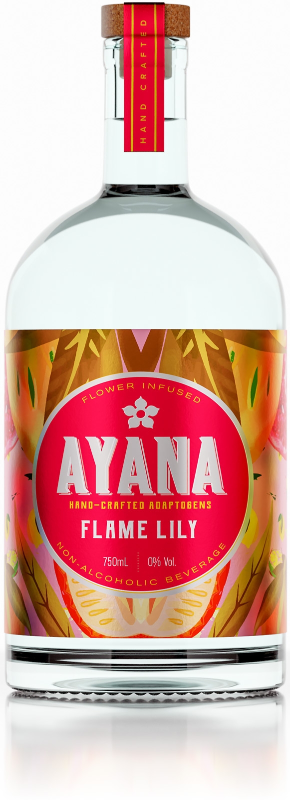 Rendering of Ayans bottle with label design.