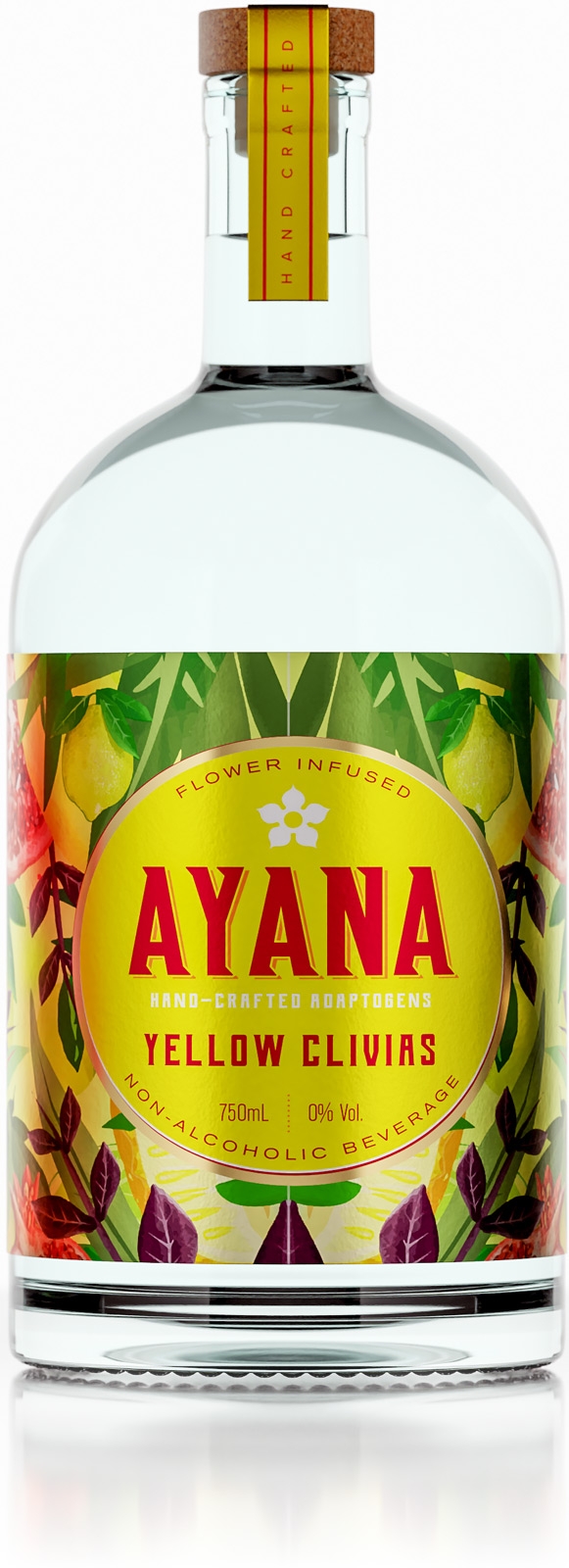 Rendering of Ayans bottle with label design.