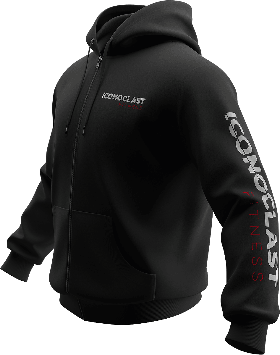 Mockup of Iconoclast black sweater design.